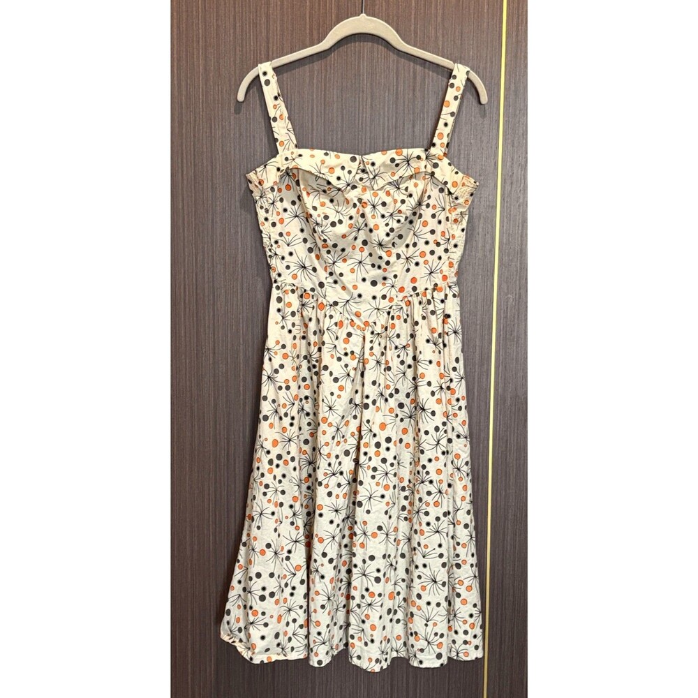 Bettie Page Tatyana Dress Retro Rockabilly Pinup Mod Starburst Atomic Medium